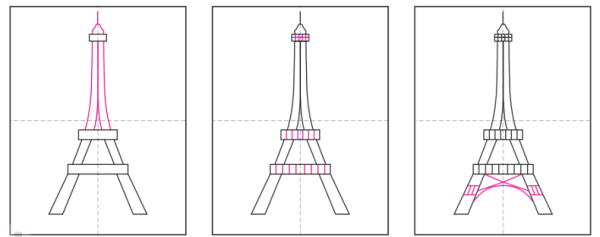 Рисование по точкам Эйфелева башня