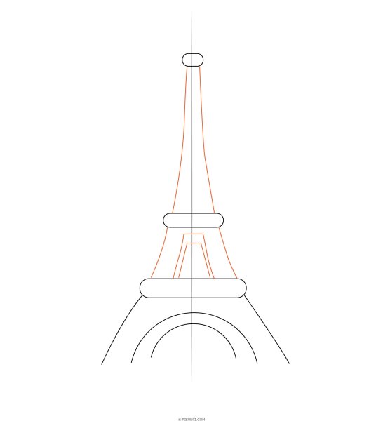 Эйфелева башня карандашом поэтапно