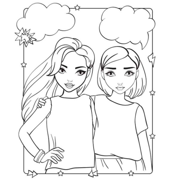 Подружки. Раскраска