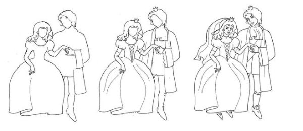 Принцесса и принц поэтапно