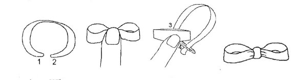 Вышивка лентами бантика