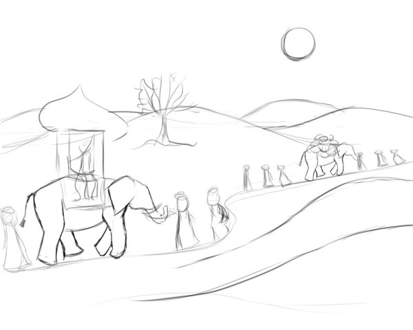 Поэтапное рисование пустыни