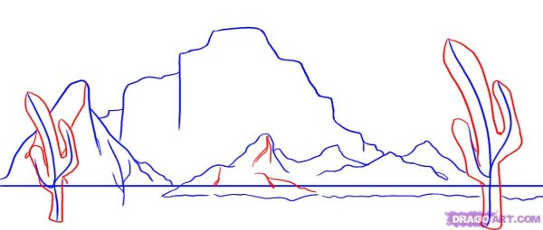 Как нарисовать пустынный пейзаж карандашом поэтапно