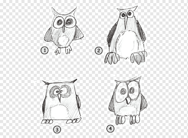 Сова рисунок для детей пошагово