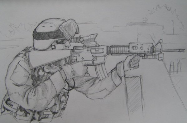 Снайпер рисунок карандашом