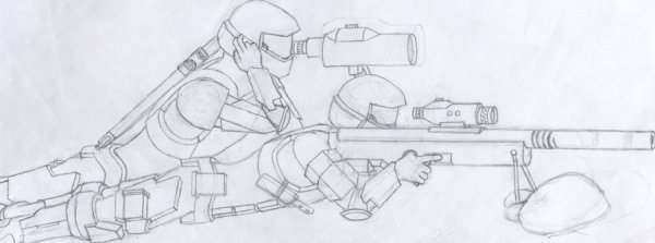 Рисунок снайпер легко карандашом для начинающих