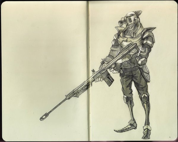 Скетч снайпер карандашом
