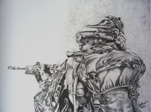 Снайпер рисунок карандашом
