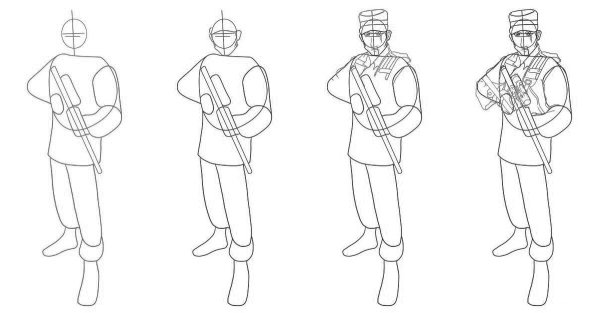Солдат рисунок поэтапно