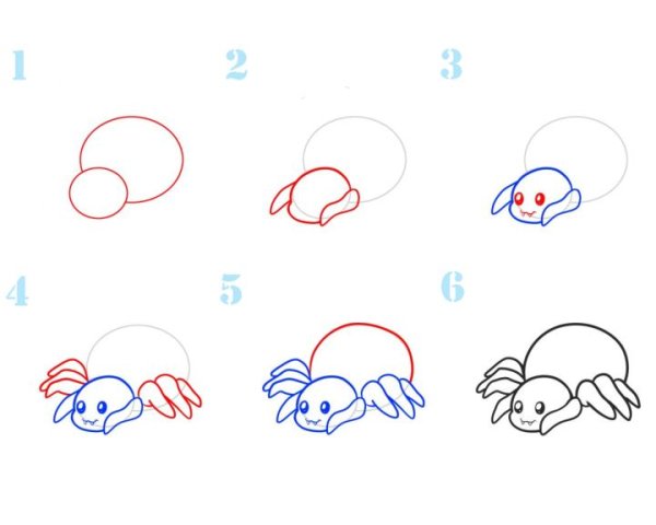 Поэтапное рисование паутины для детей