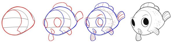 Карасик рисунок поэтапно