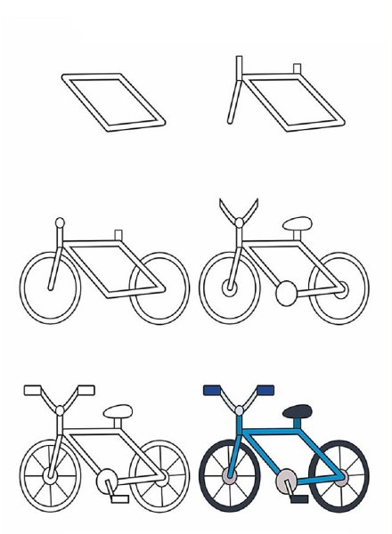 Поэтапное рисование велосипеда