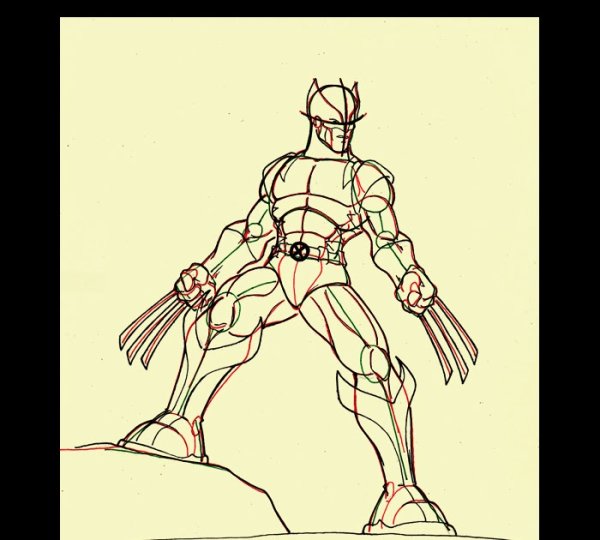 Персонаж Марвел поэтапно рисование