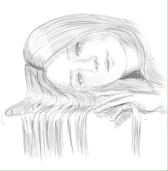 Девушка грустит рисунок