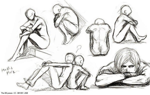 Грустные позы для рисования