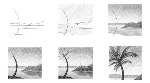 Поэтапное рисование пейзажа карандашом