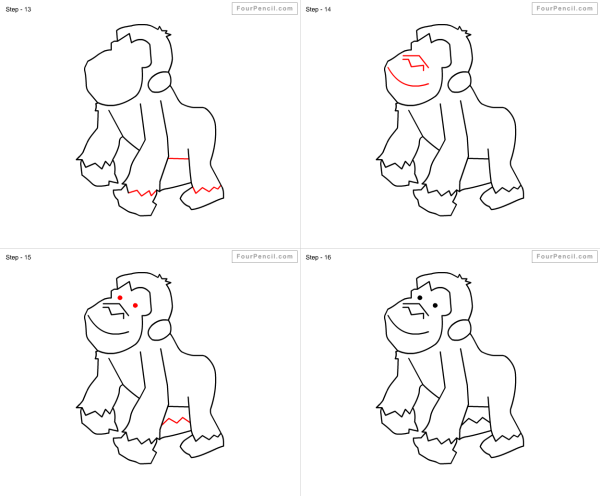 Поэтапное рисование гориллы