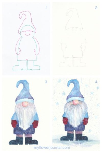 Пошаговое рисование гномика