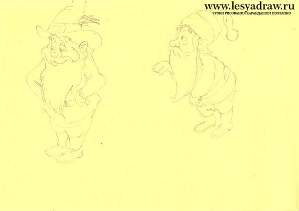 Этапы рисования гномика