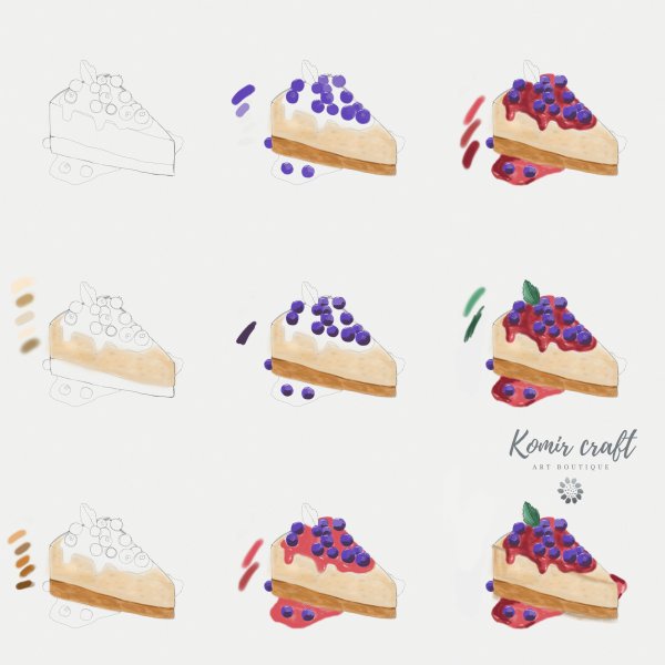 Поэтапное рисование пирожных