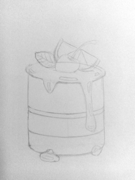 Рисуем пироженное карандашом поэтапно