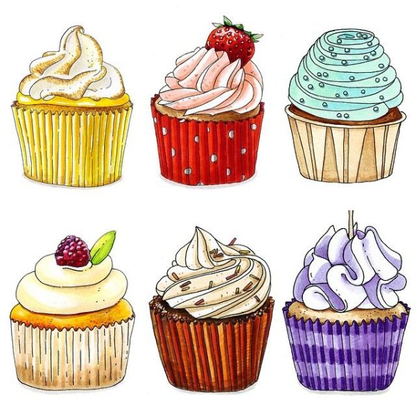 Капкейк скетч маркерами