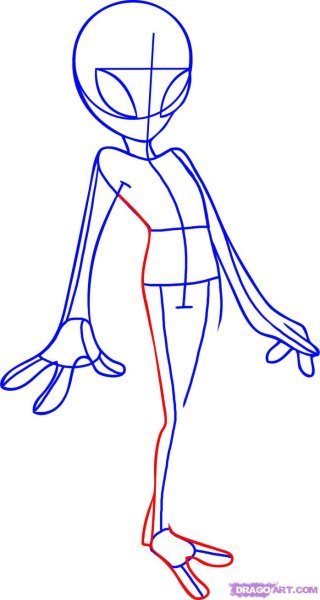 Поэтапное рисование инопланетянина