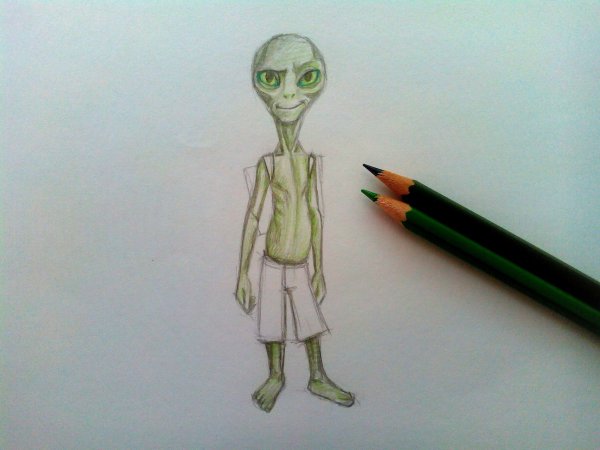 Поэтапное рисование инопланетянина