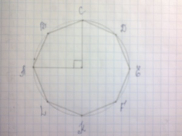 Угол правильного восьмиугольника