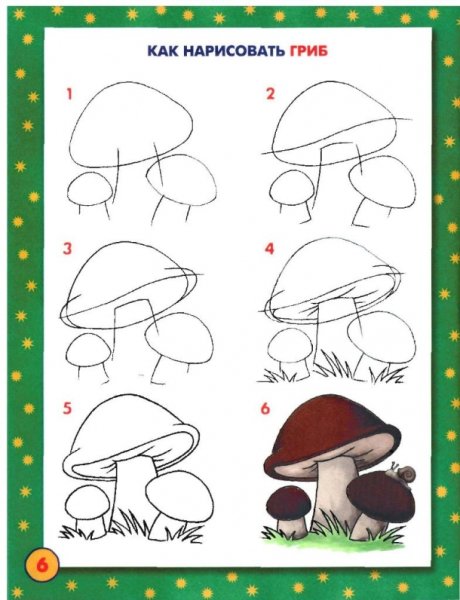 Пошаговое рисование гриба