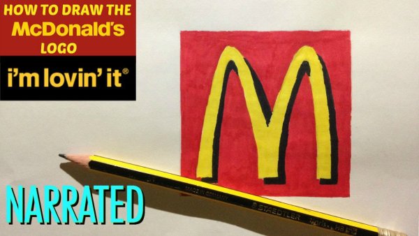 Рисунок логотипа карандашом макдональдс