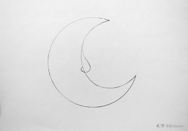Луна пошагово рисунок