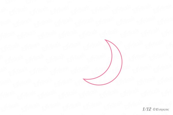 Нарисовать полумесяц карандашом поэтапно