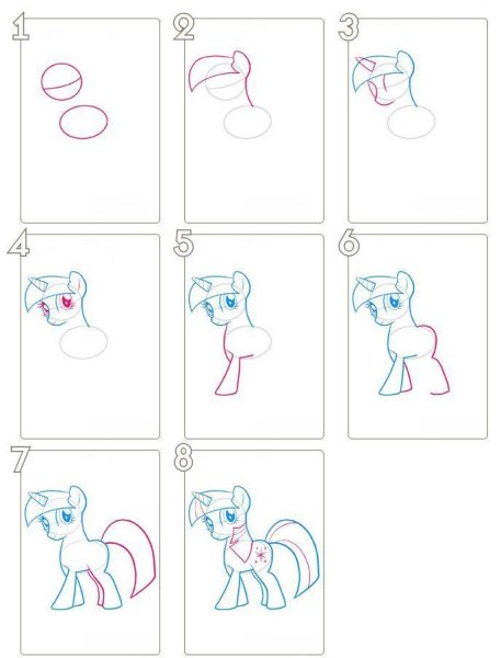 Срисовать рисунок пони Рарити