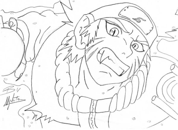 Раскраска Наруто с расенганом