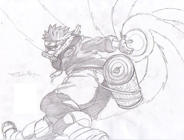 Расенган карандашом