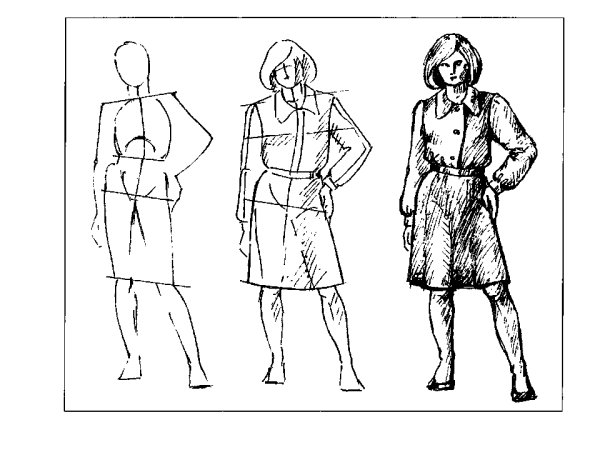 Наброски одетой фигуры человека