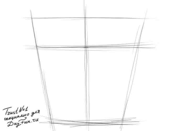 Поэтапное рисование горшка