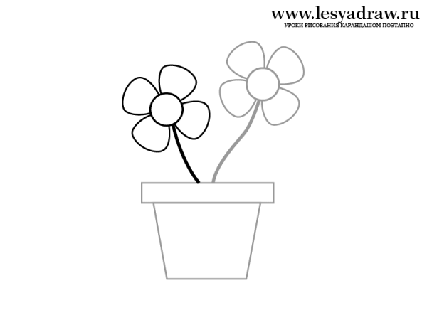 Цветок в горшке рисунок
