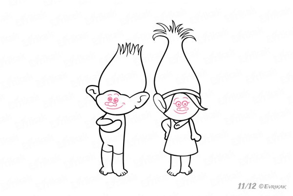 Тролли поэтапное рисование