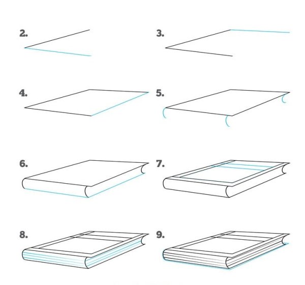 Поэтапное рисование книги