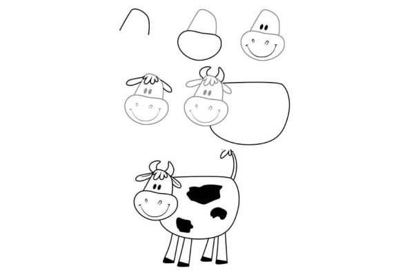 Бык поэтапное рисование для детей