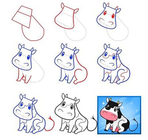 Нарисовать быка поэтапно