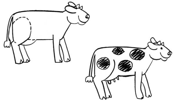 Корова рисунок карандашом дорисовать