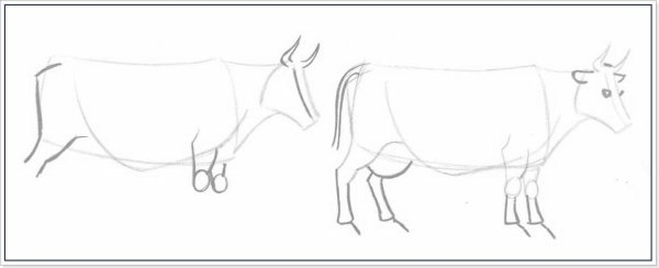 Корова этапы рисования для детей