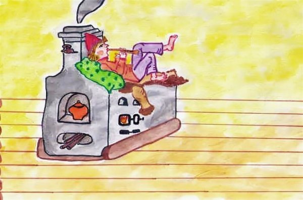 Нарисовать избу изнутри