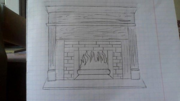 Камин рисунок карандашом