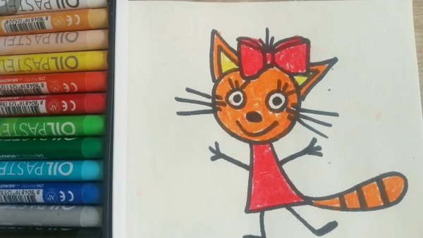 Три кота рисовать карамельку