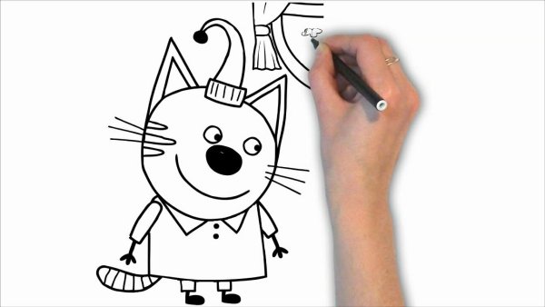 Поэтапное рисование три кота