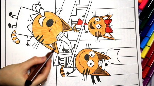 Карамелька три кота нарисовать поэтапно